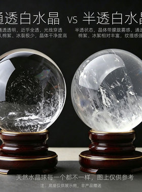 天然水晶原石白水晶球摆件