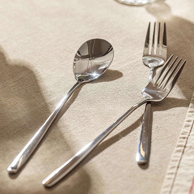 304不锈钢勺子叉子筷子家用个人专用食品级长柄餐勺精致羹叉勺 - 图1