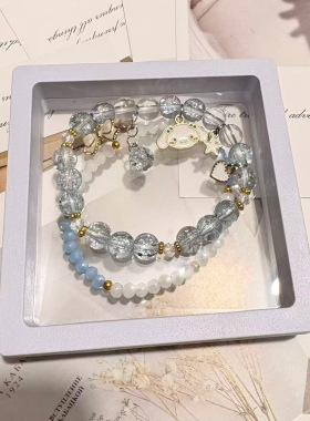 网红款蓝色玉桂狗手链女生