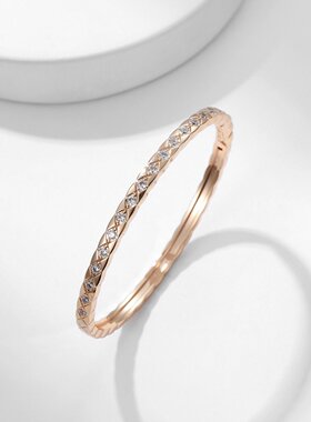 精致菱格满钻手镯精工简约百搭气质送礼物轻奢时尚莫桑钻手镯小众