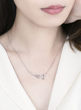 万盈首饰心跳项链女S925纯银网红同款简约个性心电图轻奢饰品批发