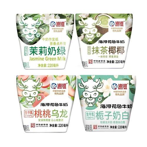 海河牛奶13种口味10袋可可白桃巧克力儿童学生早餐奶风味奶草莓 - 图2