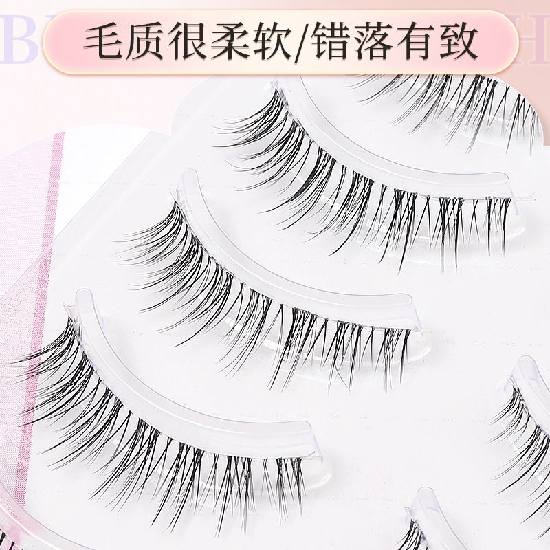 妈生感超自然婴儿弯漫画睫细梗整条一片式假睫毛浓密素颜诗奈尔 - 图1