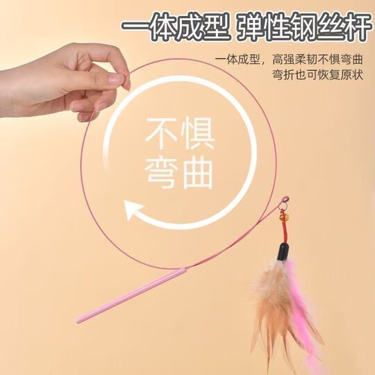 Feather with bells to tease cat stick