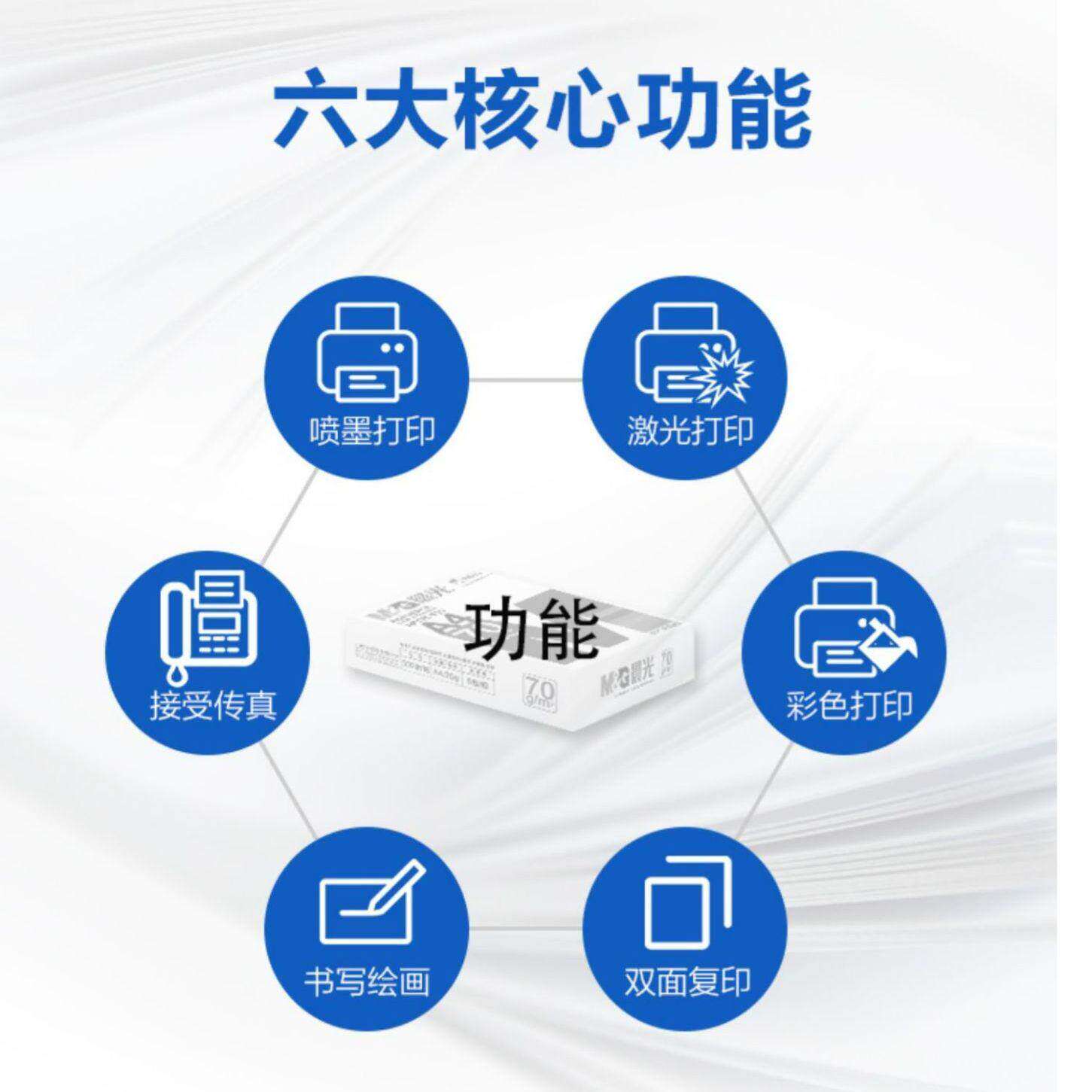 晨光A4纸打印纸70g复印纸白纸500张80g双面打印白纸学生办公用纸打印机a4纸草稿纸考研刷题打印办公画画用品