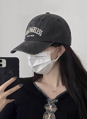 新款复古灰色棒球帽子女款夏季美式大头围潮秋冬显脸小鸭舌帽红色