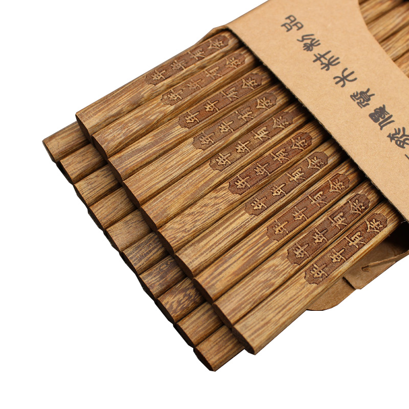 天天特卖工厂店刻字鸡翅木红檀木筷子家用无漆无蜡木质快子实木餐具铁木5-30双装3