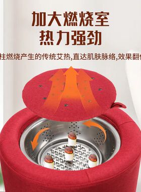 加高蒲团无烟聚热坐灸仪艾灸凳子臀部艾灸盒随身灸熏蒸暖器具桶宫
