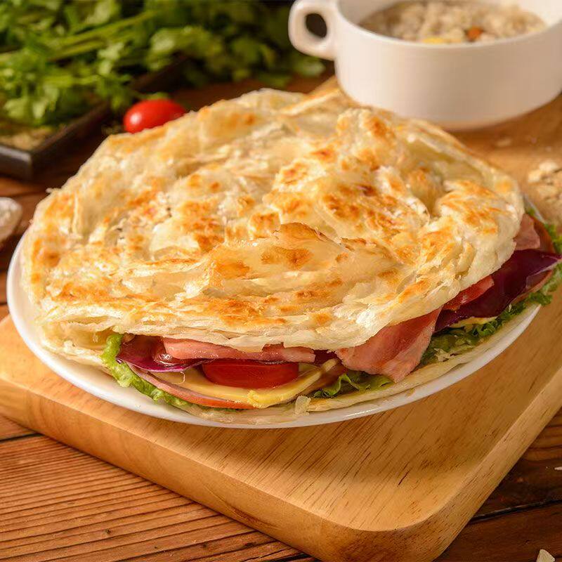 台式原味手抓饼家庭装早餐速食千层酥脆煎饼半成品商用摆摊饼皮