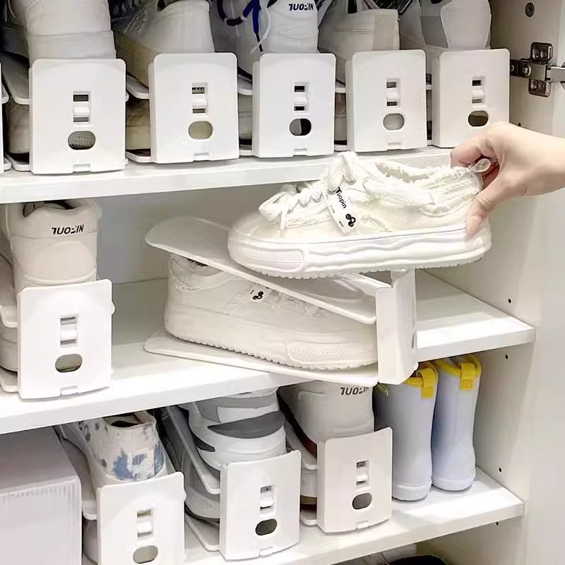 可调节双层鞋柜鞋子收纳神器鞋架鞋托鞋盒分层隔板鞋架子拖鞋客厅 - 图0
