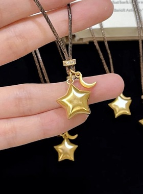 镀真金强保色古法沙金折纸星星小众设计感百搭气质精致高级感项链