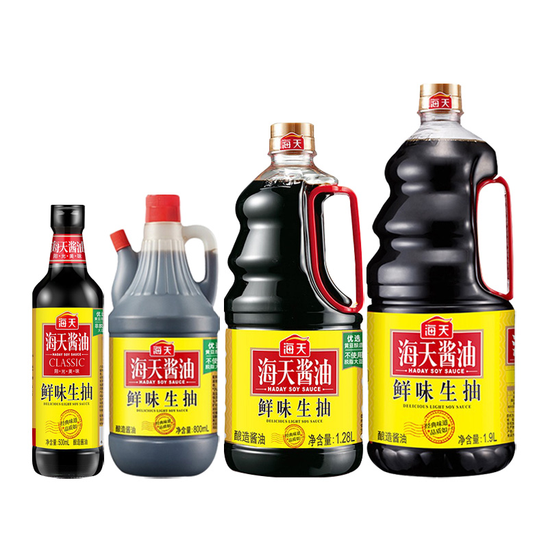 海天鲜味生抽500ml4瓶家用商用酿造酱油凉拌点蘸调味调料入口料酒