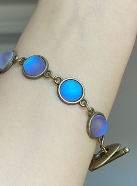 手作独特紫霞串珠手链女新款重工做旧设计古着手饰vintage