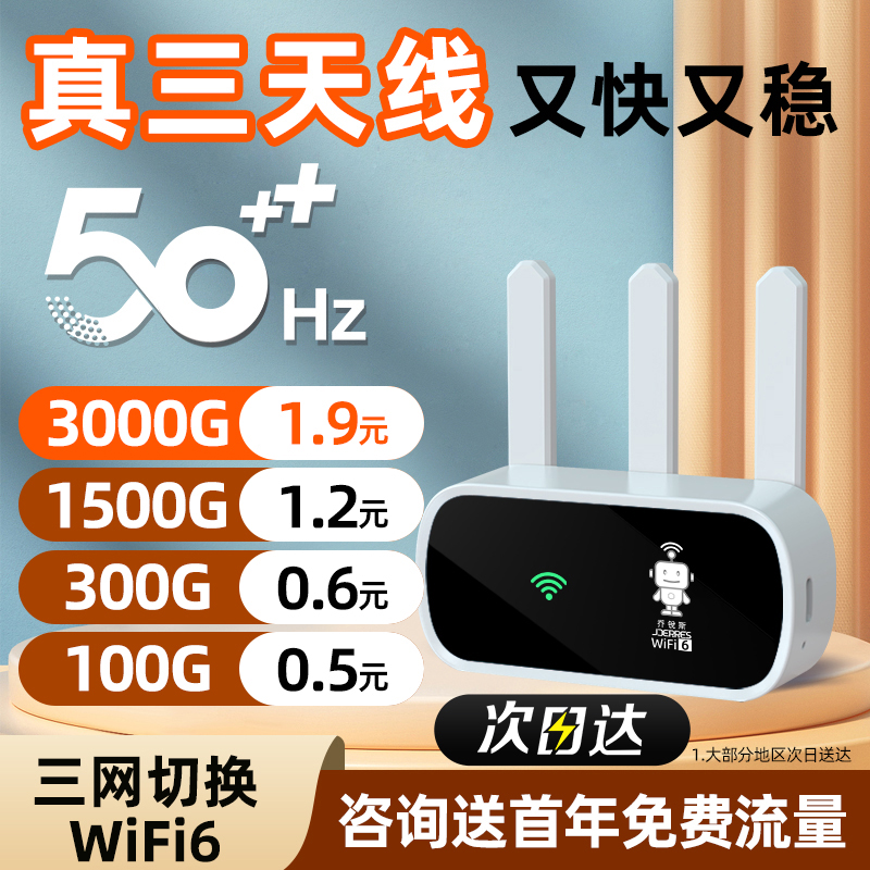 新款三天线】2024新款5G随身wifi移动无线wifi无线网络不限流量全国通用4g无线路由器宽带宿舍直播车载wifi6 - 图1