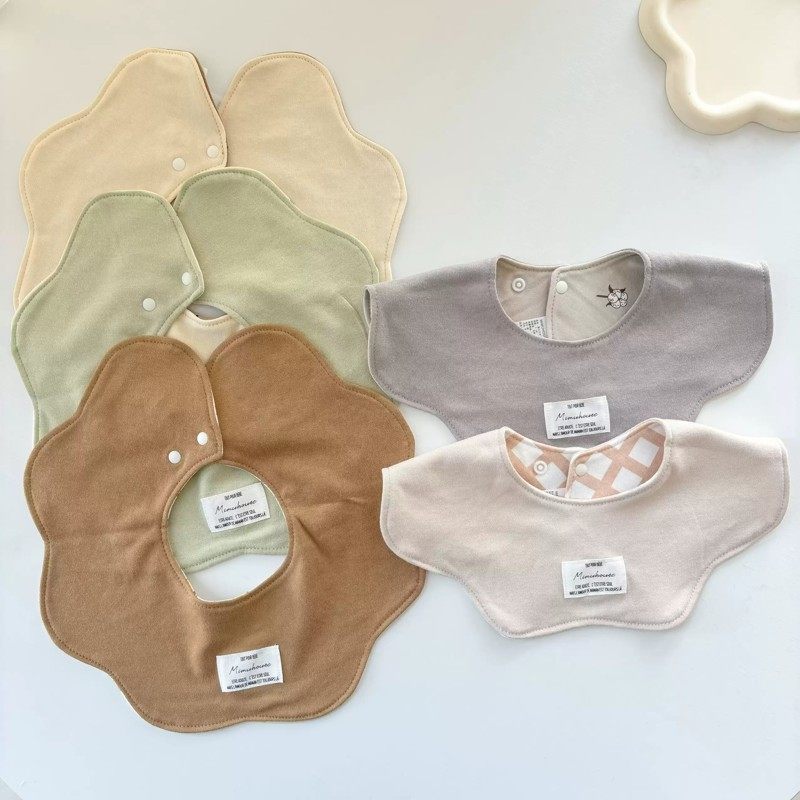 ins同款纯棉宝宝围嘴双面婴幼儿防吐奶口水巾A类围兜防水格子波点,淘宝优惠券,粉丝福利购,淘宝优惠卷