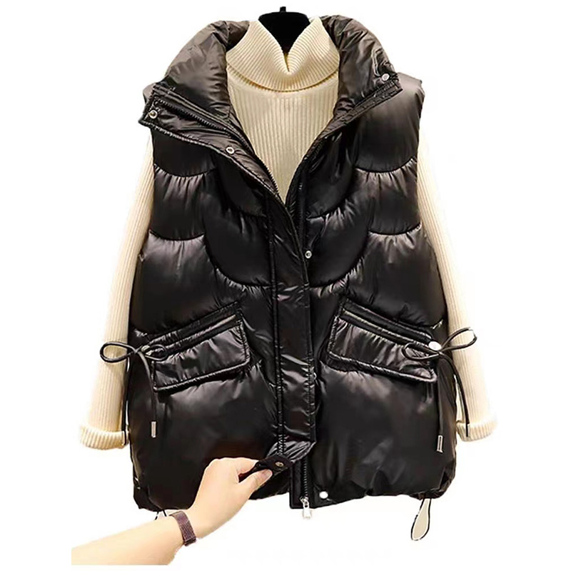女免洗亮面羽绒棉服马甲外套
