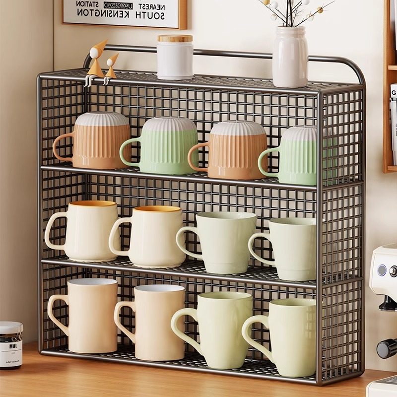 杯架子水杯收纳架壁挂式茶杯放置架收藏架桌面零食架双层多层分层,淘宝优惠券,粉丝福利购,淘宝优惠卷