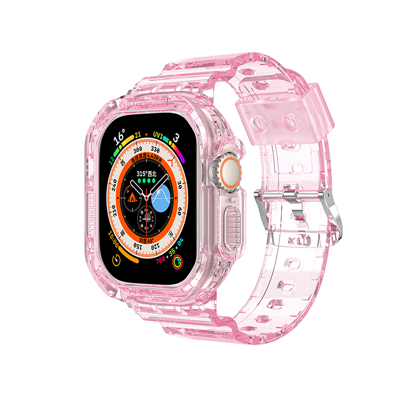 适用iwatch8苹果保护套一体冰川透明手表表带apple watch7/6/5/se/2/3/4代s7/s8硅胶壳运动潮牌男女款高级感-图2