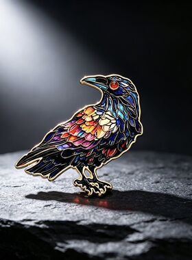 【红眼限定】梅菲斯特渡鸦胸针暗黑金属小众高级西装配饰个性徽章