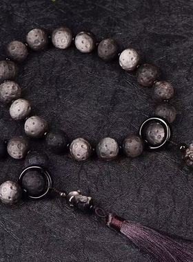 天然银曜石星球珠太空人醒狮手串