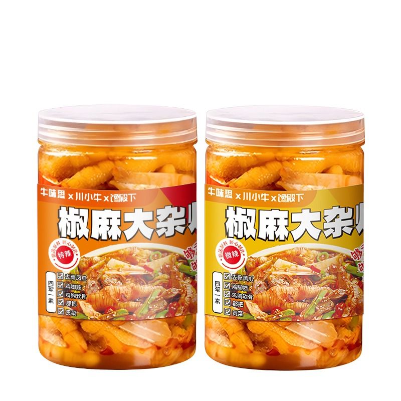 椒麻大杂烩无骨鸡爪贡菜大罐即食速熟食下饭菜小零食休闲食品解馋 - 图3