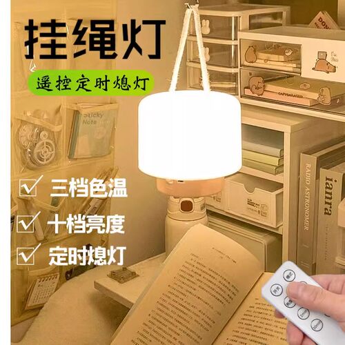 小夜灯宿舍挂灯床上帐内床头灯上铺台灯悬挂吊灯卧室充电遥控定时 - 图0