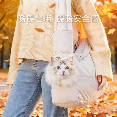 猫包猫咪外出包便携简约手提单肩包保暖袋可露头猫咪狗狗外出神器 - 图1