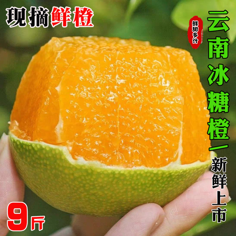 云南冰糖橙当季新鲜水果大果青皮应季手剥橙子批发酸甜可口
