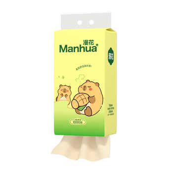 漫花绿熊悬挂抽纸1000张家用卫生纸悬挂式大包餐巾纸厕纸实惠原生券后4元包邮