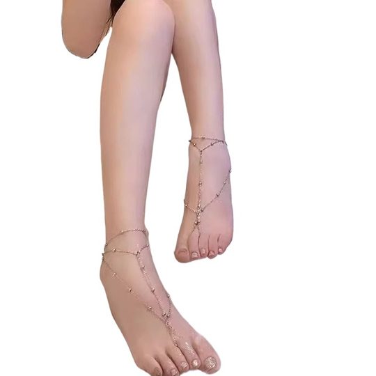 Anklets for women's new foot rings and leg chain jewelry sexy exotic foot chain golden trendy pure and high-end instep chain