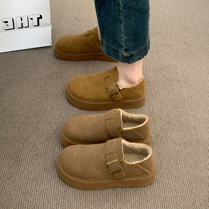 真皮加绒勃肯鞋女2025新款冬季保暖二棉鞋孕妇乐福鞋34时尚防滑,淘宝优惠券,粉丝福利购,淘宝优惠卷