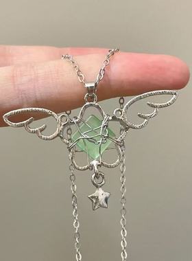 天使许愿星 小众手工天使翅膀吊坠项链气质时尚设计感锁骨链新款