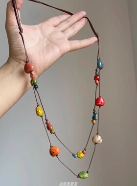 陶瓷珠子简约项链|196人收藏
