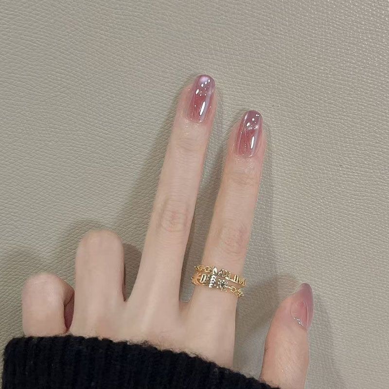 极光紫韵穿戴美甲渐变玻璃珠爆闪显白椭圆贴片小众紫色裸色扁平,淘宝优惠券,粉丝福利购,淘宝优惠卷