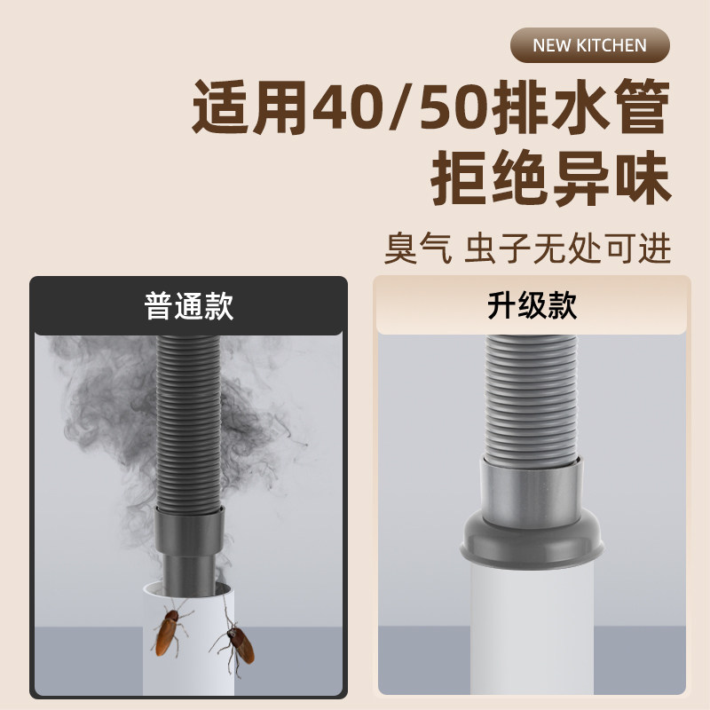 厨房洗菜盆下水管配件排水管水槽洗碗池下水器防返臭套装双槽接口,淘宝优惠券,粉丝福利购,淘宝优惠卷