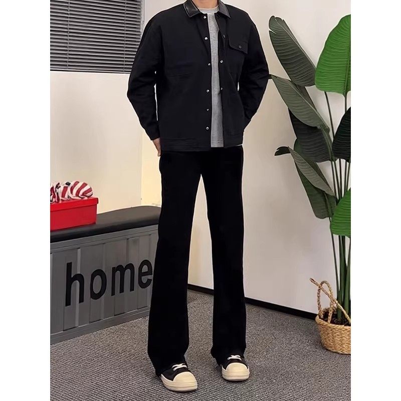 黑色柳叶弯刀牛仔裤男款秋冬潮牌ootd穿搭窄版直筒裤美式微喇长裤,淘宝优惠券,粉丝福利购,淘宝优惠卷