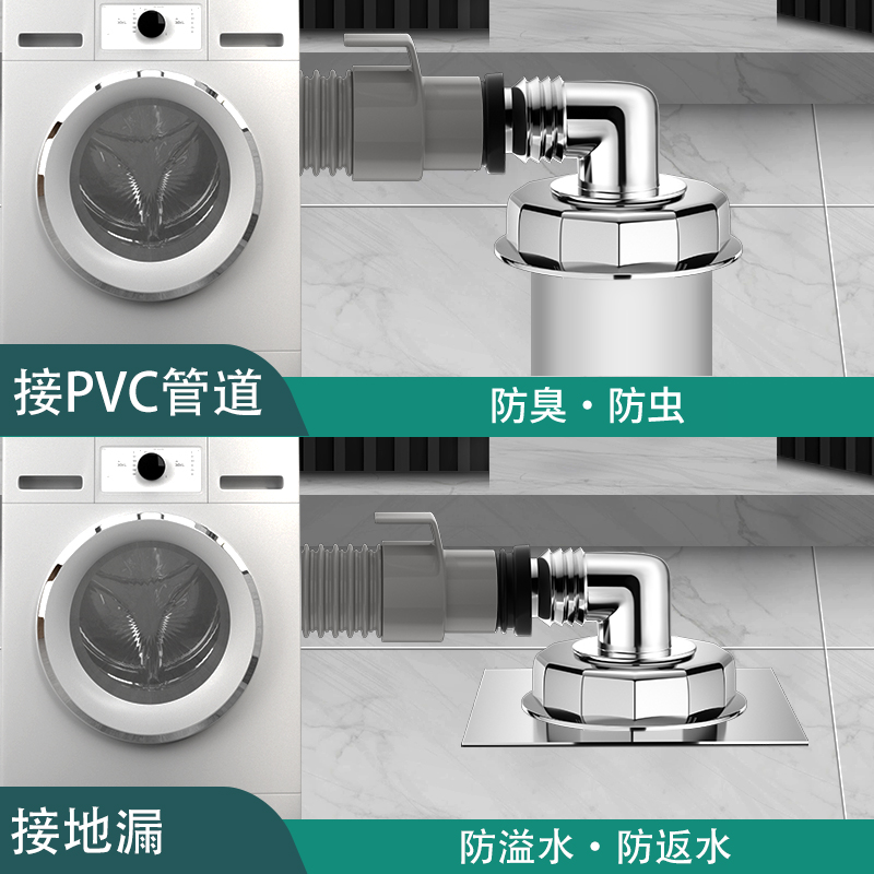 洗衣机下水管三通防臭防溢器二合一专用盖排水管道地漏三头通接头 - 图0