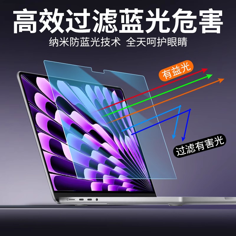 适用苹果macbookpro屏幕膜air13.6钢化膜Pro14笔记本电脑macbookair磁吸防窥膜m4防蓝光护眼膜m3保护膜AR贴膜 - 图0