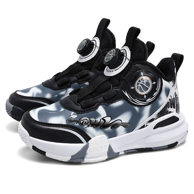 新款儿童篮球鞋中小青少年学生旋钮扣夜光秋冬皮面加绒保暖运动鞋,淘宝优惠券,粉丝福利购,淘宝优惠卷