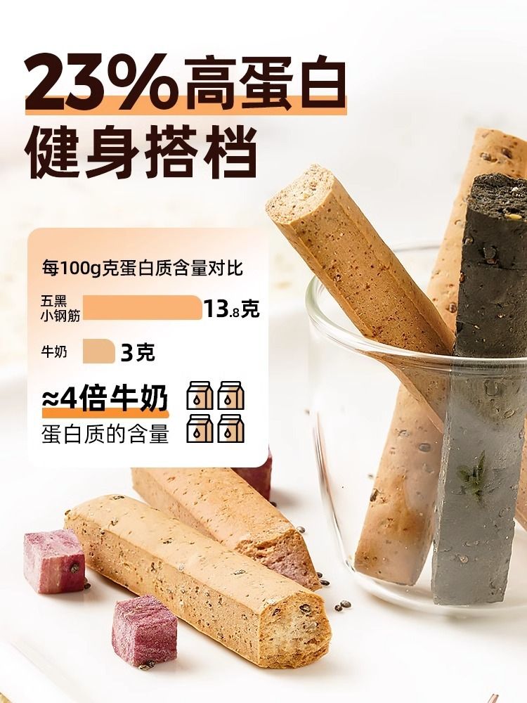 全麦小钢筋低脂肪零食品卡热量蛋白棒0减代餐饱腹饼干磨牙棒成人 - 图1