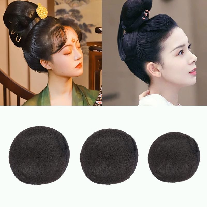 假发纯发丝发包影楼新娘拍摄造型垫后脑勺赫本造型垫发球柔顺发型-图2