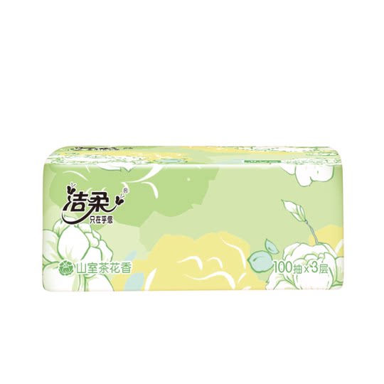 Jieruo paper camellia fragrant tissue 3 layers 100 draw 1 pack of household napkin wetable water tissue toilet paper