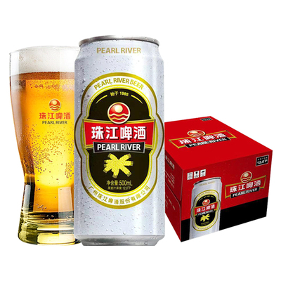 珠江啤酒12度高麦汁浓度经典老珠江500ml*12罐整箱黄啤国产啤麦芽