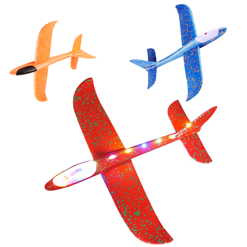 大号手抛飞机玩具发光户外滑行飞机儿童回旋投掷滑翔泡沫飞机模型 - 图3