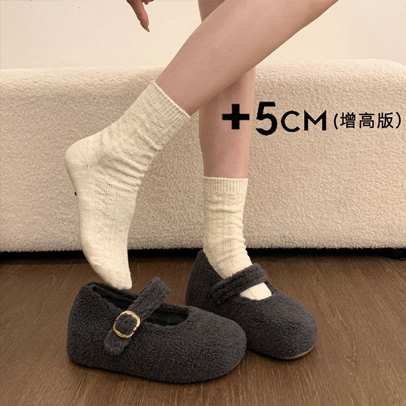 巨好看内增高厚底白色毛毛鞋女2025新款冬季玛丽珍棉鞋豆豆鞋毛绒,淘宝优惠券,粉丝福利购,淘宝优惠卷