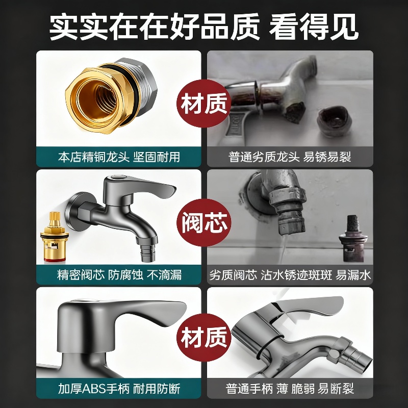 全铜水龙头家用新款阳台拖把池户外专用防滴漏单冷快开洗衣机龙头 - 图1