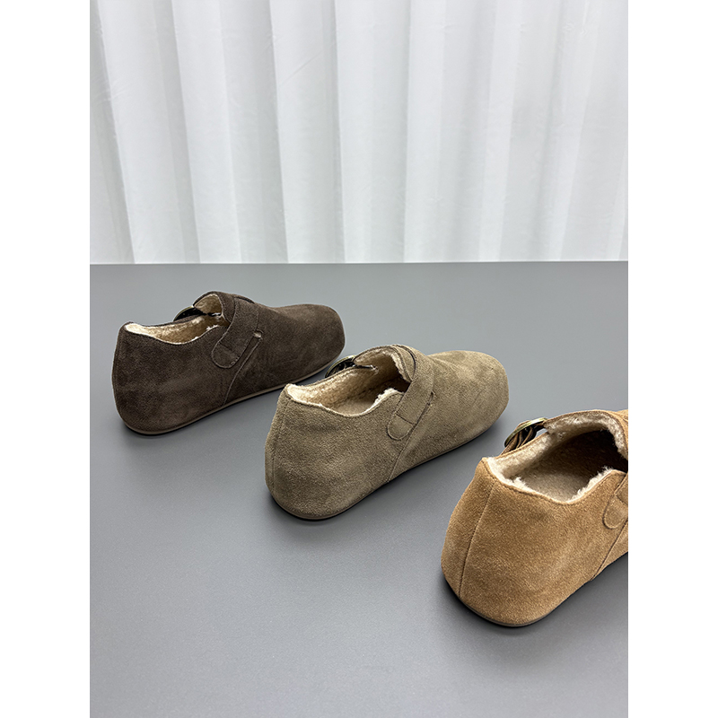 真皮羊毛加绒勃肯鞋女2025冬季新款内增高厚底加厚保暖棉鞋潮毛绒 - 图2