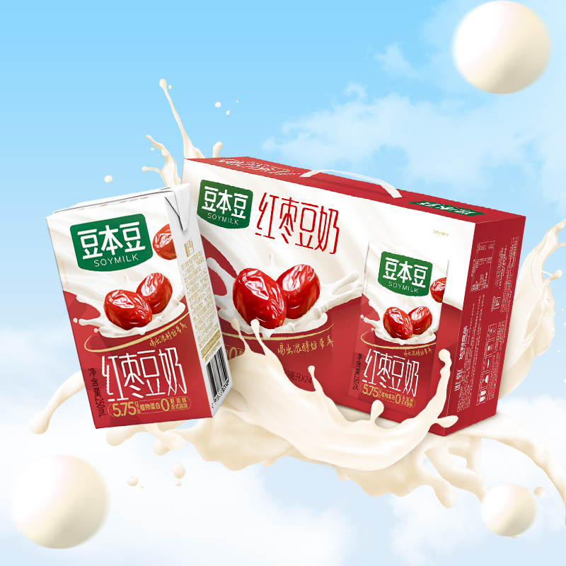 豆本豆唯甄红枣豆奶250ml*24盒营养早餐奶