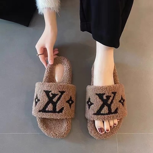 毛毛拖鞋女外穿2024款新厚底小香毛毛鞋高级感女士可爱洋气棉拖鞋 - 图1