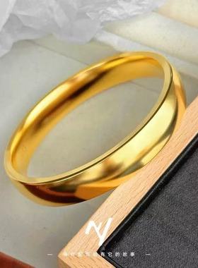 古法传承金店同款合金轮胎镯子素圈宽版手镯时尚手环镀金亮面磨砂